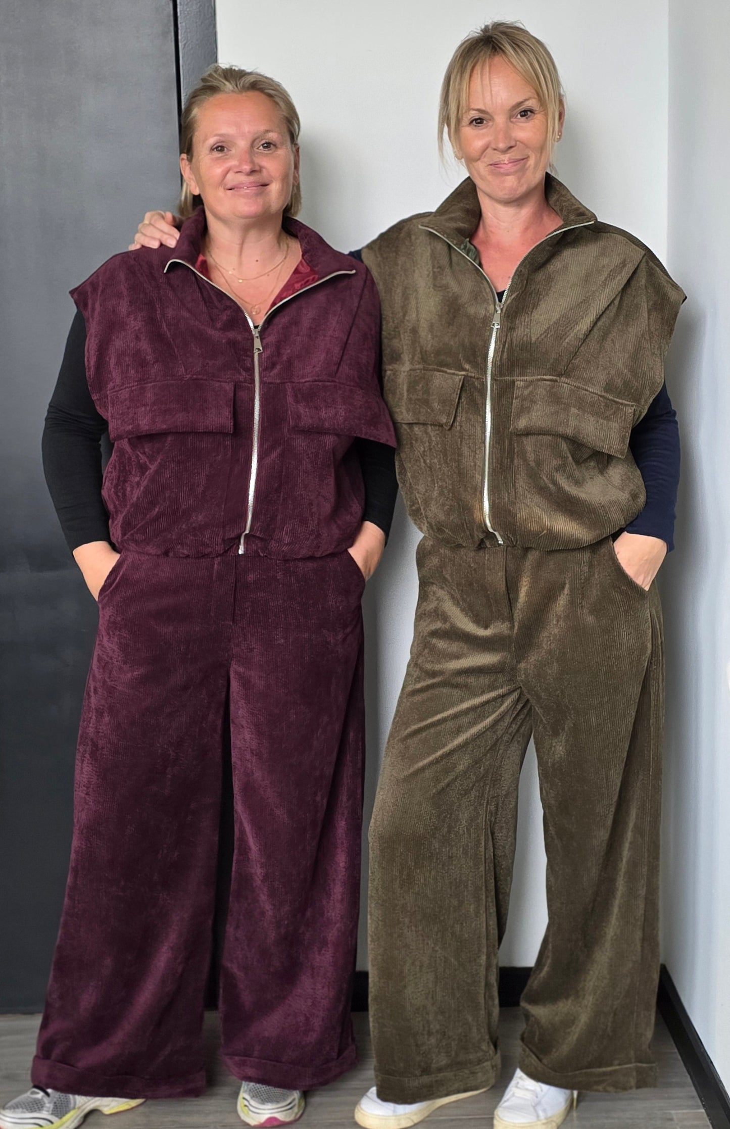 Combo wide pants burgundy