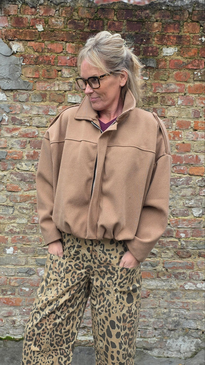 Cleo bomber jack oversized camel