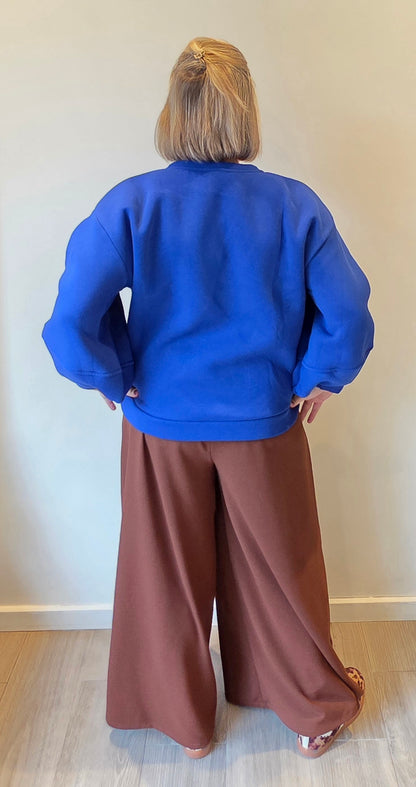 Dori sweater balloon sleeve royal blue