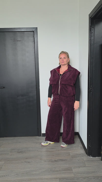 Combo wide pants burgundy