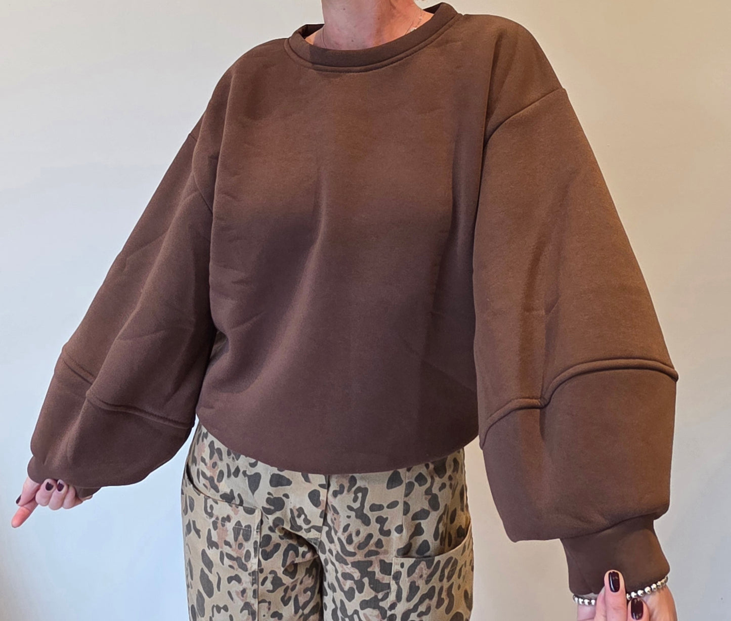 Dori sweater balloon sleeve chocolate